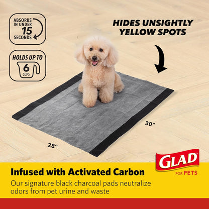 for Pets Jumbo Activated Carbon Training Pads for Large Breeds | Best Jumbo Dog Pee Pads for Absorbing Urine and Odor Quickly | Eliminates Urine Odor on Contact, 30 Count, Black